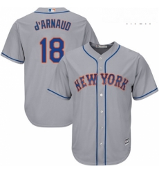 Mens Majestic New York Mets 18 Travis dArnaud Replica Grey Road Cool Base MLB Jersey