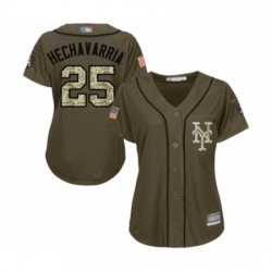 Womens New York Mets 25 Adeiny Hechavarria Authentic Green Salute to Service Baseball Jersey 