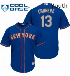 Youth Majestic New York Mets 13 Asdrubal Cabrera Authentic Royal Blue Alternate Road Cool Base MLB Jersey