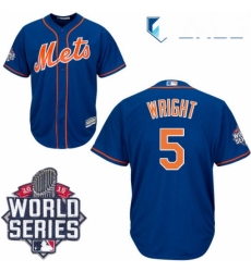 Youth Majestic New York Mets 5 David Wright Authentic Royal Blue Alternate Home Cool Base 2015 World Series MLB Jersey