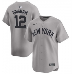 Men New York Yankees 12 Trent Grisham Gray 2024 Away Limited Cool Base Stitched Baseball Jersey