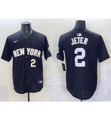 Men New York Yankees 2 Derek Jeter Black Limited Stitched Baseball Jersey Men New York Yankees 2 Derek Jeter Black Limited Stitched Baseball Jersey