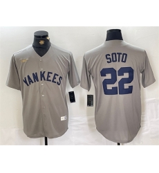 Men New York Yankees 22 Juan Soto Grey Cool Base Stitched Baseball Jersey