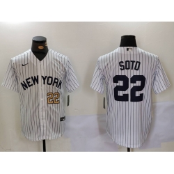 Men New York Yankees 22 Juan Soto White Cool Base Stitched Baseball Jersey 2