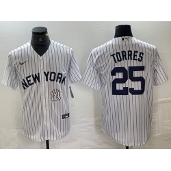 Men New York Yankees 25 Gleyber Torres White Cool Base Stitched Baseball Jersey