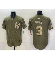 Men New York Yankees 3 Babe Ruth Olive 2026 Armed Forces Day Stitched Baseball Jersey Men New York Yankees 3 Babe Ruth Olive 2026 Armed Forces Day Stitched Baseball Jersey