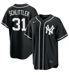Men New York Yankees 31 Cam Schlittler 2026 Fashion Replica Black Out Stitched Baseball Jersey Men New York Yankees 31 Cam Schlittler 2026 Fashion Replica Black Out Stitched Baseball Jersey