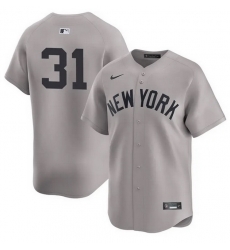 Men New York Yankees 31 Cam Schlittler Grey 2026 Road Limited Stitched Baseball Jersey 1 Men New York Yankees 31 Cam Schlittler Grey 2026 Road Limited Stitched Baseball Jersey 1