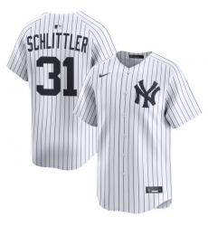 Men New York Yankees 31 Cam Schlittler White Cool Base Stitched Jerseys