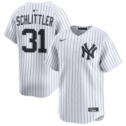 Men New York Yankees 31 Cam Schlittler White Cool Base Stitched Jerseys