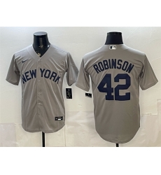 Men New York Yankees 42 Jackie Robinson Grey Stitched Baseball Jersey Men New York Yankees 42 Jackie Robinson Grey Stitched Baseball Jersey