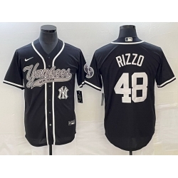 Men New York Yankees 48 Anthony Rizzo Black With Patch Cool Base Stitched Baseball Jersey