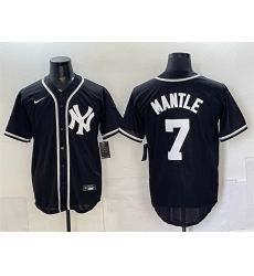 Men New York Yankees  7 Mickey Mantle 2026 Fashion Replica Black Out Stitched Baseball Jersey