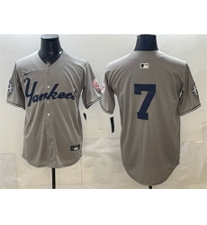Men New York Yankees  7 Mickey Mantle Grey With Patch Limited Stitched Baseball Jersey
