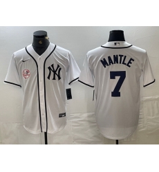 Men New York Yankees 7 Mickey Mantle White Cool Base Stitched Baseball Jersey