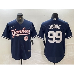 Men New York Yankees 99 Aaron Judge Navy With Patch Cool Base Stitched Baseball Jersey