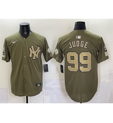 Men New York Yankees  99 Aaron Judge Olive 2026 Armed Forces Day Stitched Baseball Jersey