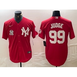 Men New York Yankees 99 Aaron Judge Red Cool Base Stitched Baseball Jersey