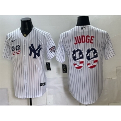 Men New York Yankees  99 Aaron Judge White USA 250 Fourth of July Home Stadium Stitched Baseball Jersey