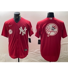 Men New York Yankees Big Logo Red Cool Base Stitched Baseball Jersey 13
