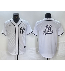 Men New York Yankees White Team Big Logo Cool Base Stitched Baseball Jersey 6