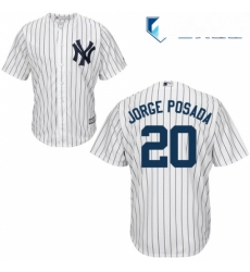 Mens Majestic New York Yankees 20 Jorge Posada Replica White Home MLB Jersey