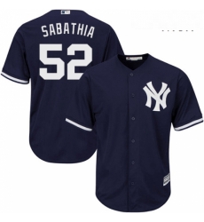 Mens Majestic New York Yankees 52 CC Sabathia Replica Navy Blue Alternate MLB Jersey