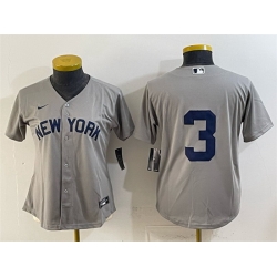 Women New York Yankees  3 Babe Ruth Grey Cool Base Stitched Baseball Jersey  