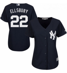 Womens Majestic New York Yankees 22 Jacoby Ellsbury Authentic Navy Blue Alternate MLB Jersey