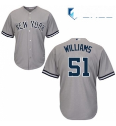 Youth Majestic New York Yankees 51 Bernie Williams Replica Grey Road MLB Jersey