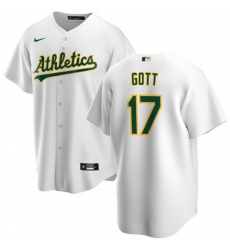 Men Oakland Athletics 17 Trevor Gott White Cool Base Stitched Jersey