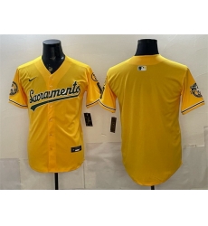 Men Oakland Athletics Blank 2026 Yellow Alternate Sacramento Celebrating 125 Years Vapor Limited Stitched Baseball Jersey Men Oakland Athletics Blank 2026 Yellow Alternate Sacramento Celebrating 125 Years Vapor Limited Stitched Baseball Jersey