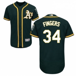 Mens Majestic Oakland Athletics 34 Rollie Fingers Green Alternate Flex Base Authentic Collection MLB Jersey