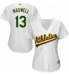 Womens Majestic Oakland Athletics 13 Bruce Maxwell Replica White Home Cool Base MLB Jersey 