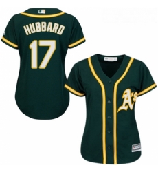 Womens Majestic Oakland Athletics 17 Glenn Hubbard Replica Green Alternate 1 Cool Base MLB Jersey