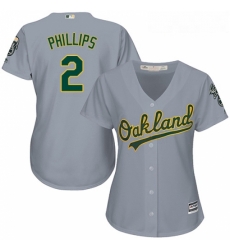 Womens Majestic Oakland Athletics 2 Tony Phillips Replica Grey Road Cool Base MLB Jersey