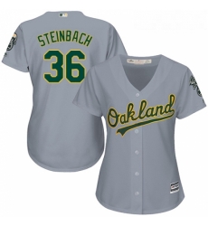 Womens Majestic Oakland Athletics 36 Terry Steinbach Replica Grey Road Cool Base MLB Jersey