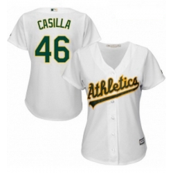 Womens Majestic Oakland Athletics 46 Santiago Casilla Replica White Home Cool Base MLB Jersey