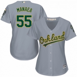 Womens Majestic Oakland Athletics 55 Sean Manaea Authentic Grey Road Cool Base MLB Jersey 