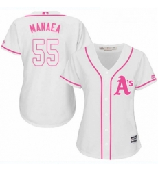 Womens Majestic Oakland Athletics 55 Sean Manaea Authentic White Fashion Cool Base MLB Jersey 