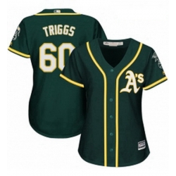 Womens Majestic Oakland Athletics 60 Andrew Triggs Replica Green Alternate 1 Cool Base MLB Jersey 