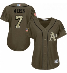 Womens Majestic Oakland Athletics 7 Walt Weiss Replica Green Salute to Service MLB Jersey