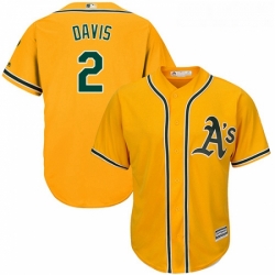 Youth Majestic Oakland Athletics 2 Khris Davis Replica Gold Alternate 2 Cool Base MLB Jersey 