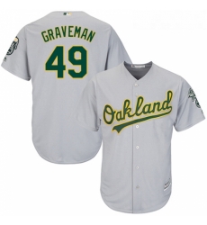 Youth Majestic Oakland Athletics 49 Kendall Graveman Replica Grey Road Cool Base MLB Jersey 