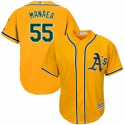 Youth Majestic Oakland Athletics 55 Sean Manaea Replica Gold Alternate 2 Cool Base MLB Jersey 