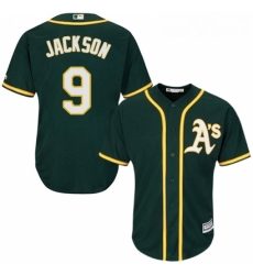 Youth Majestic Oakland Athletics 9 Reggie Jackson Authentic Green Alternate 1 Cool Base MLB Jersey