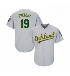 Youth Oakland Athletics 19 Josh Phegley Replica Grey Road Cool Base Baseball Jersey 