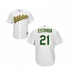 Youth Oakland Athletics 21 Marco Estrada Replica White Home Cool Base Baseball Jersey 