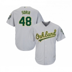 Youth Oakland Athletics 48 Joakim Soria Replica Grey Road Cool Base Baseball Jersey 