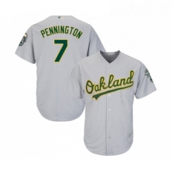 Youth Oakland Athletics 7 Cliff Pennington Replica Grey Road Cool Base Baseball Jersey 